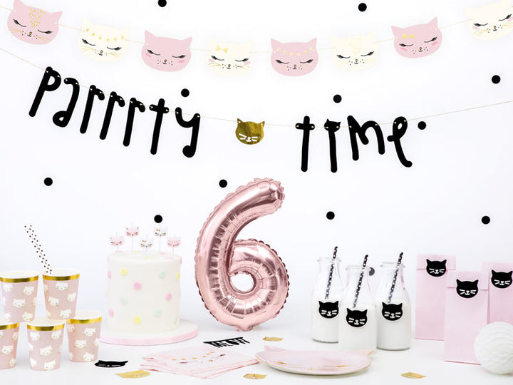 Kitty Cat Party Garland - Pink and White Cat Party Banner - Meow Party - Birthday Party Decorations