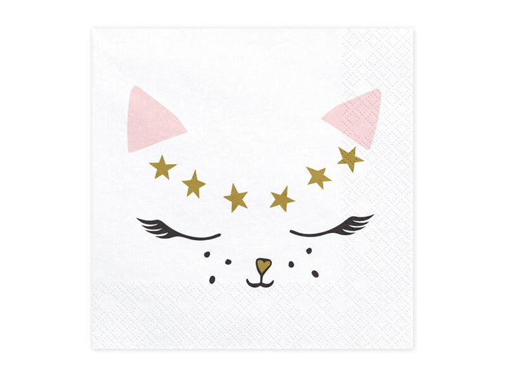 Kitty Cat Party Napkins - Pink and White Cat Paper Napkins - Meow Party - Birthday Party Decorations - Pack of 20