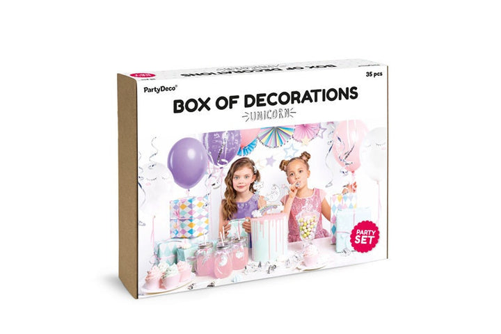 Unicorn Party Decoration Box - Girls Party Birthday Decorations Set - Pink, White, Turquoise & Purple Party Decor - 35 Pieces