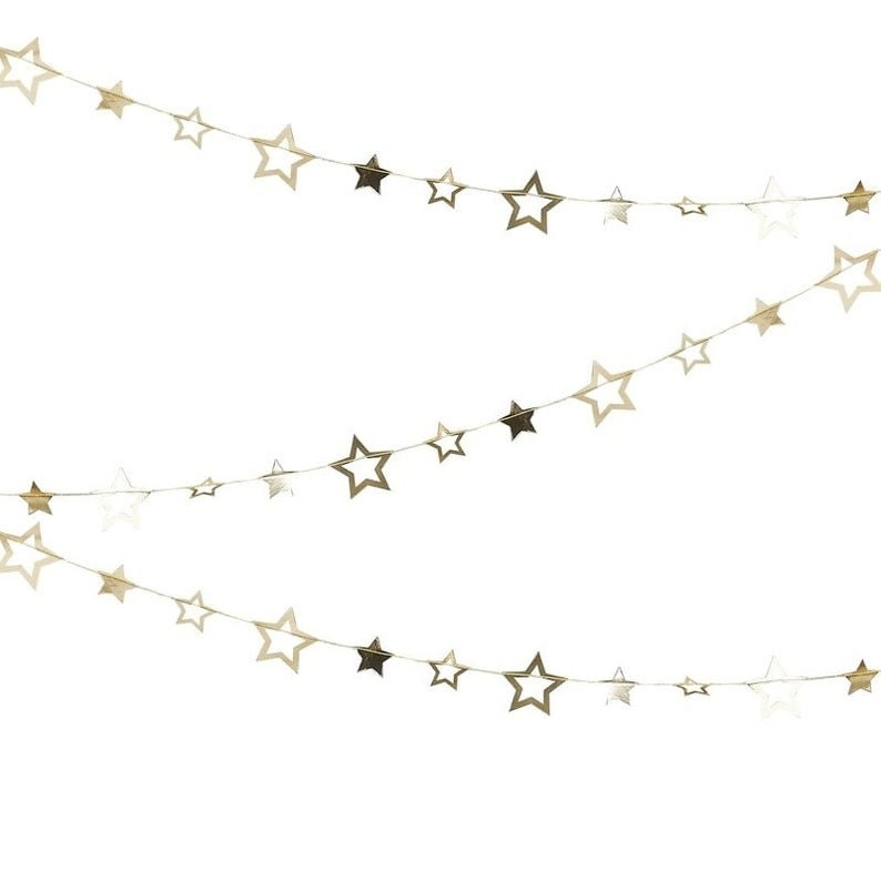 Christmas Gold Star Garland - Gold Christmas Decorations - Gold Party Decorations - Baby Shower Decorations