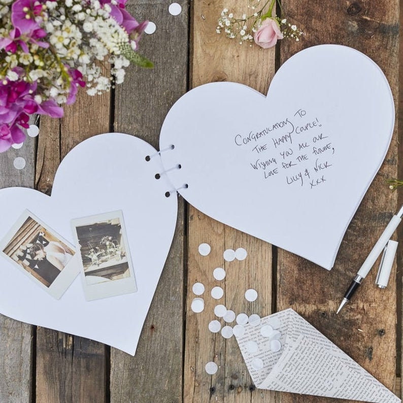 Heart Shaped Guest Book - Rustic Wedding Guest Book - Kraft Party Guest Book - Baby Shower Guest Book