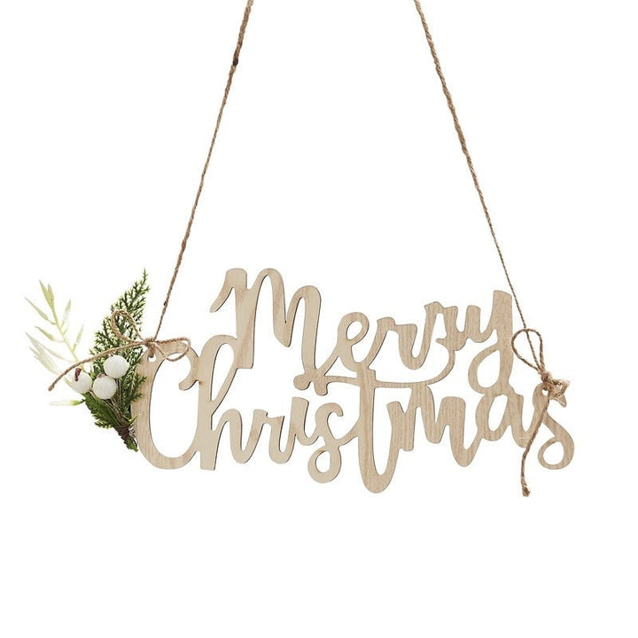 Wooden Merry Christmas Chair Decorations - Chair Signs With Foliage - Christmas Holiday Decor - Pack of 4