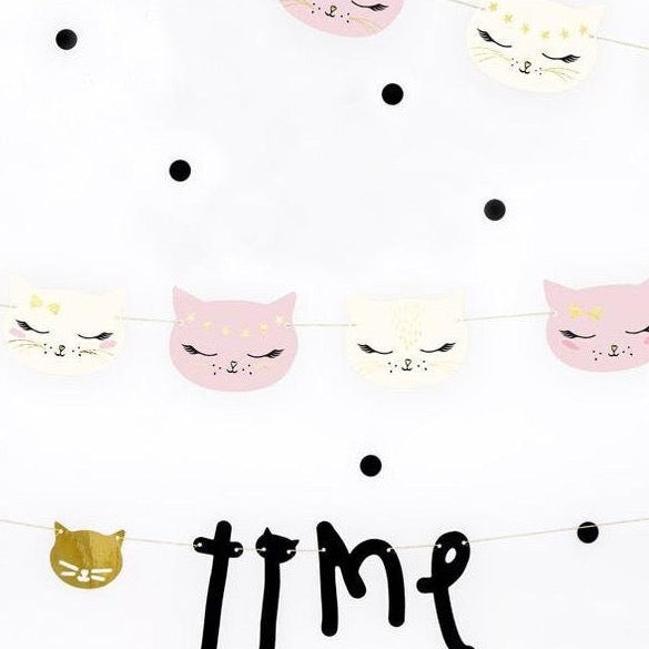 Kitty Cat Party Garland - Pink and White Cat Party Banner - Meow Party - Birthday Party Decorations