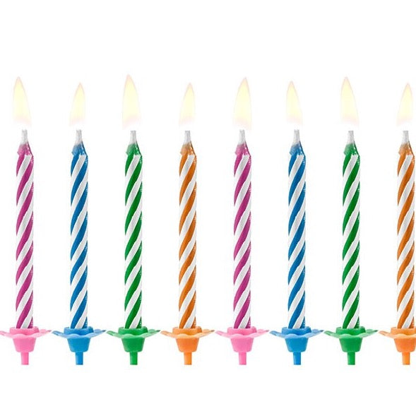 Birthday Cake Candles - Magic Relighting Colour Candles - Birthday Party Candles - Pink, Orange, Blue & Green - Party Decorations - 10 pack