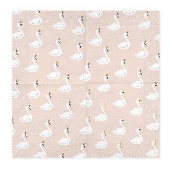 Swan Paper Napkins - Pink Paper Birthday Party Napkins - Blush Pink Decor - Baby Shower decor - Birthday Decorations - Pack of 20