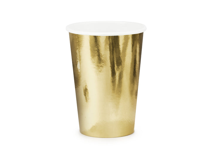 Gold Paper Cups - Plain Gold Foiled Party Paper Cups - Birthday Tableware - Wedding Tableware - Party decor -  Pack of 6