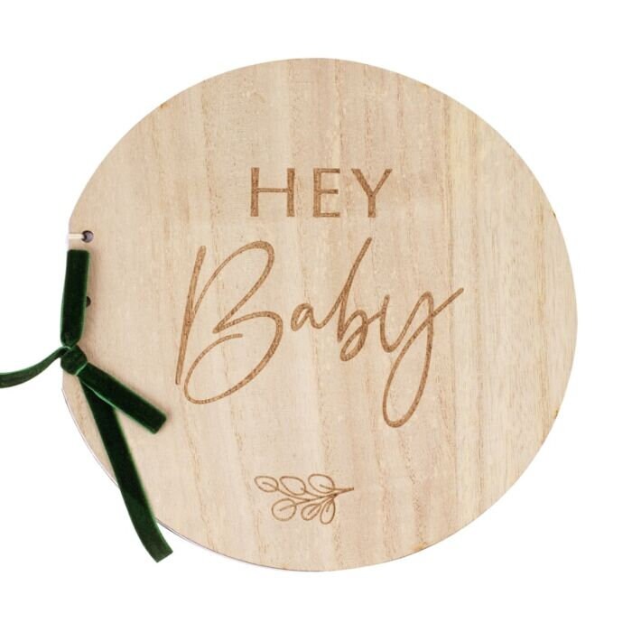 Baby Shower Guest Book - Wooden Hey Baby Guest Book - Botanical Baby Shower - Eco Friendly - Baby Shower Gift - Baby Shower Keepsake