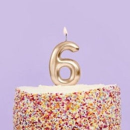 Gold Number 6 Candle - Six Birthday Cake Candle - Age Candles - Gold Party Decorations