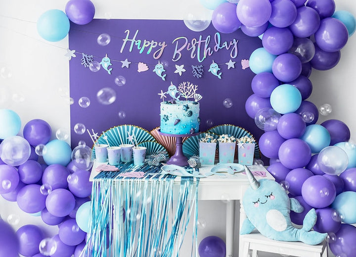 Light Blue Foil Door Curtain - Party Photo Backdrop - Blue Fringe Curtain - Narwhal Party decorations - Under The Sea