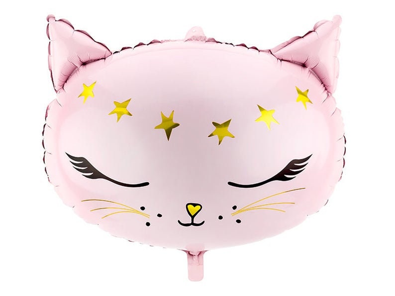 Cat Balloon - Pink Kitten Foil Balloon - Kitten Party Balloons - Meow Party - Kitty Cat Helium Balloon - Pink & Gold Balloon