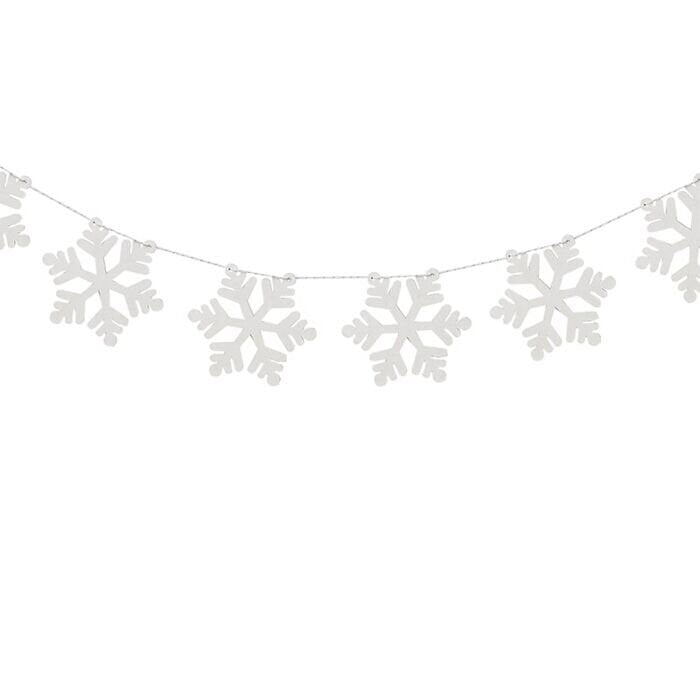 White Wooden Snowflake Garland - Christmas Snowflake Bunting - Christmas Decorations - Hanging Decorations-Holiday Decor-Snowflake Backdrop