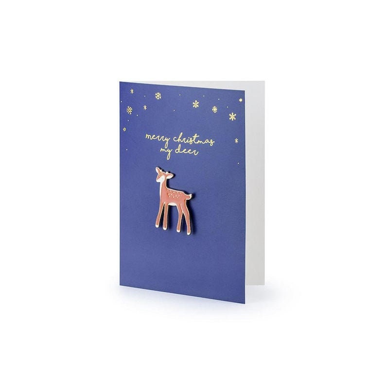 Christmas Card - Merry Christmas My Deer - Enamel Pin Greetings Card - Keepsake Card - Festive Wishes - Christmas Gift Card
