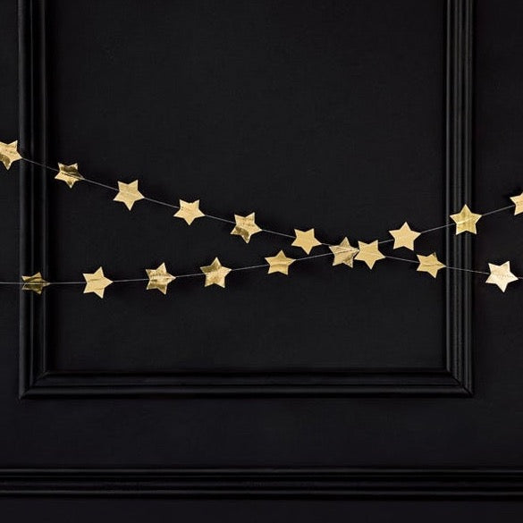 Gold Star Garland - Gold Christmas Decorations - Gold Party Decorations - New Year's Eve - Baby Shower Decorations - Birthday Party Decor
