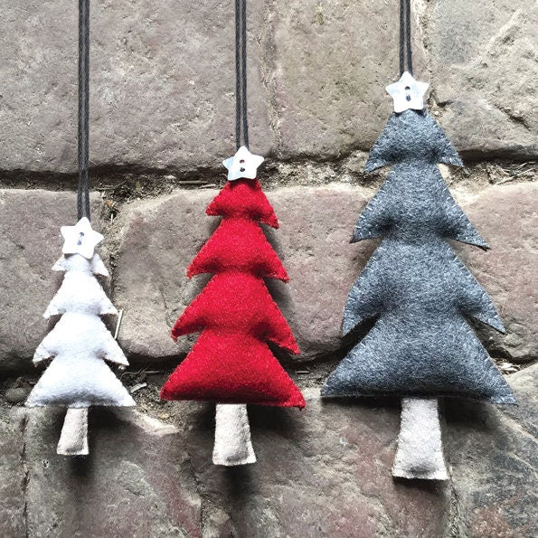 Christmas Tree Decoration - Medium Red Felt Hanging Christmas Tree - Christmas Ornament -Christmas Decorations -Holiday Decor-Xmas Homeware