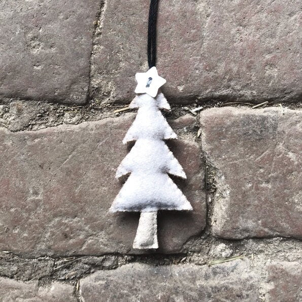 Christmas Tree Decoration - Small Cream Felt Hanging Christmas Tree - Christmas Ornament -Christmas Decorations -Holiday Decor-Xmas Homeware