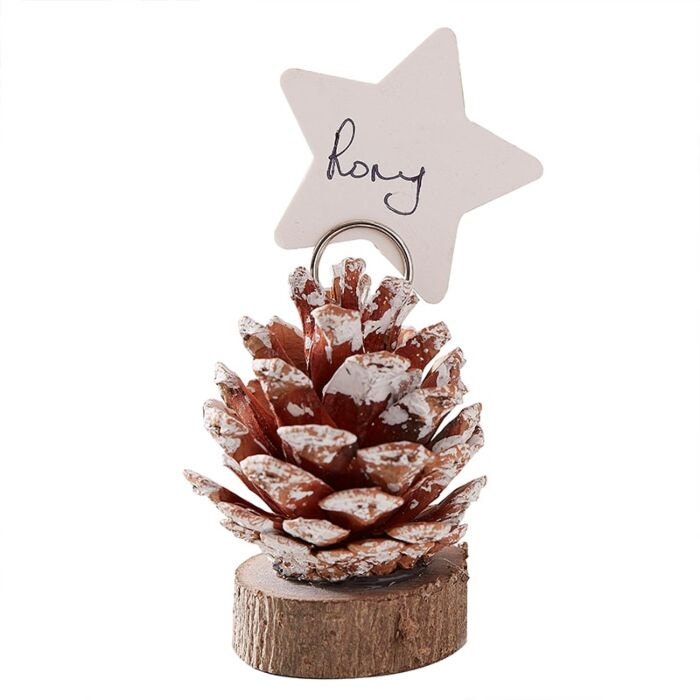 Pine Cone Place Card Holders - Christmas Table Place Settings - Christmas Decorations - Winter Wedding Accessories - Pack of 6