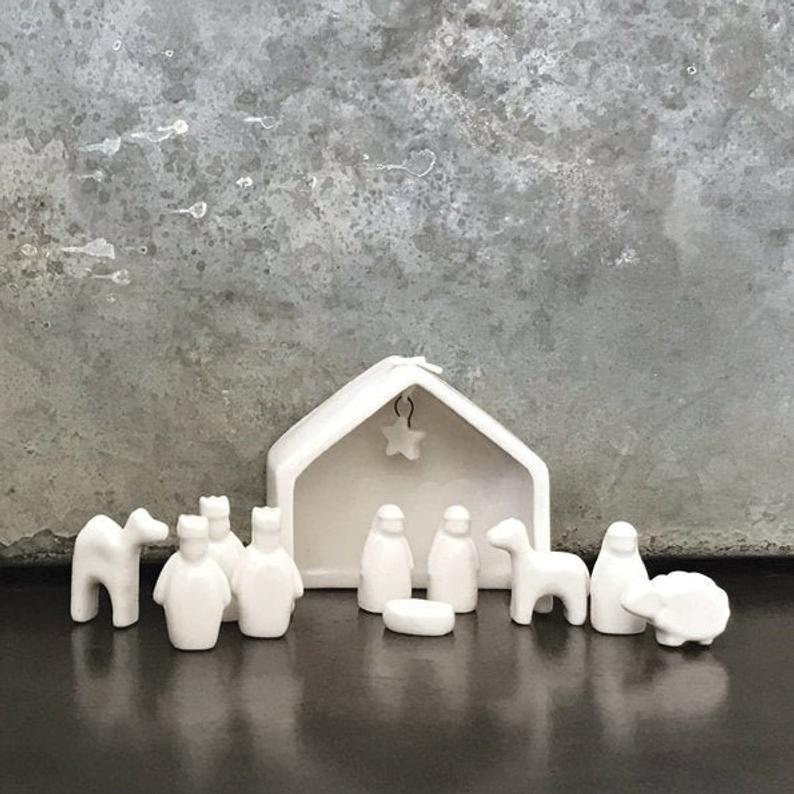 Porcelain Christmas Nativity Set - Mini White Nativity Scene - Christmas Decorations - Nativity Gift Set