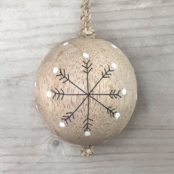 Small Wooden Christmas Decoration - Wooden snowflake bauble - Christmas Tree Decoration - Christmas Ornament - Holiday Decor