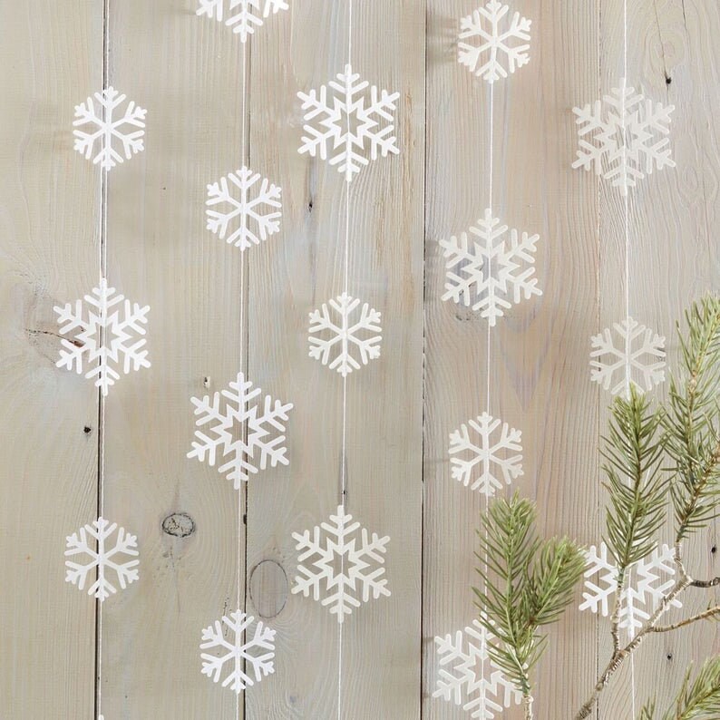 Christmas snowflake garland - Christmas decorations - Winter wedding decorations - White snowflakes - Christmas snowflake-Party decorations