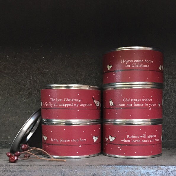 Christmas Candle - Christmas Gift Candle In Tin - Christmas Wishes From Our House To Yours - Decorations - Xmas Present - Christmas spices