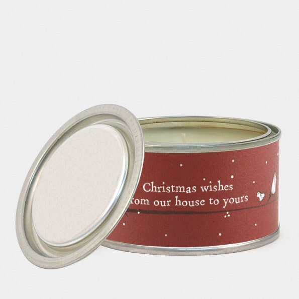 Christmas Candle - Christmas Gift Candle In Tin - Christmas Wishes From Our House To Yours - Decorations - Xmas Present - Christmas spices