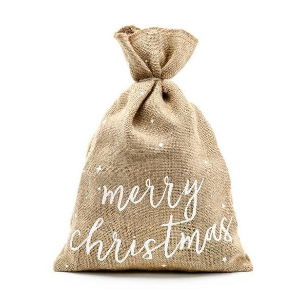 Merry Christmas Jute Sack - Natural Brown Hessian Christmas Sack - Christmas Stocking - Christmas Gifts - Rustic Christmas - Holiday decor