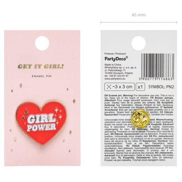 Heart Enamel Pin - Girl Power Pin Badge - Birthday Gift - Christmas Gifts - Clothing Accessory