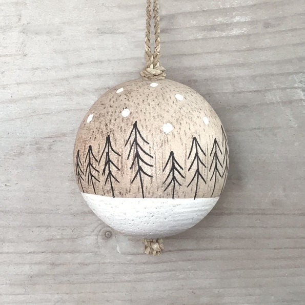 Small Wooden Christmas Decoration - Winter Trees Bauble - Christmas Tree Decoration - Christmas Ornament - Holiday Decor