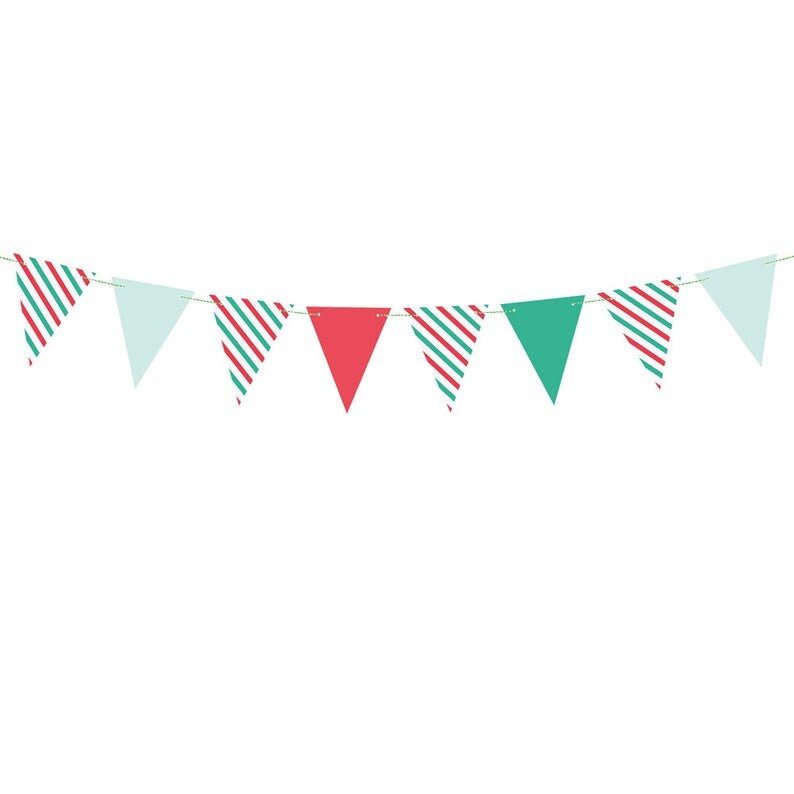 Christmas Bunting - Merry Xmas Garland - Christmas Garlands - Christmas Decorations - Red, White & Green - Holiday Decor