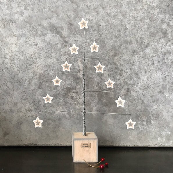 Wood & Metal Christmas Tree - Rustic Metal Christmas Tree Decoration - Christmas Tree With Stars - Holiday Decor - Xmas Tree Ornament