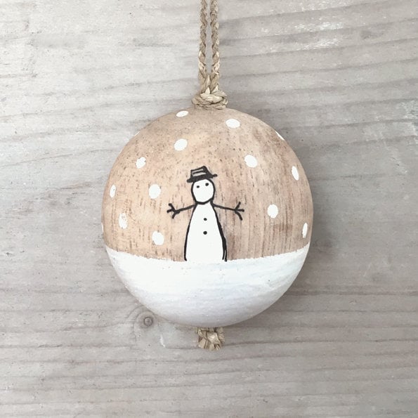 Small Wooden Christmas Decoration - Snowman Bauble - Christmas Tree Decoration - Christmas Ornament - Holiday Decor
