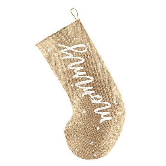 Christmas Socking - Jute Mommy Stocking - Natural Brown Hessian Christmas Stocking - Christmas Gift Bags - Rustic Christmas - Holiday decor