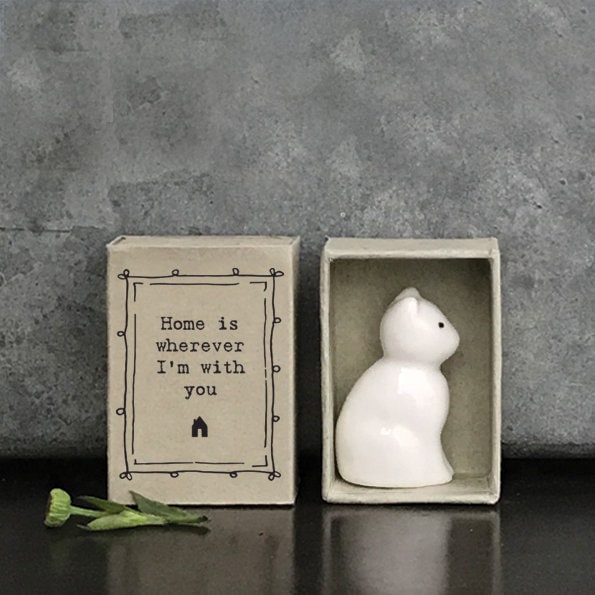 Porcelain Cat Matchbox Gift - Birthday Present - Gift For Friend - Friendship Gifts - East Of India