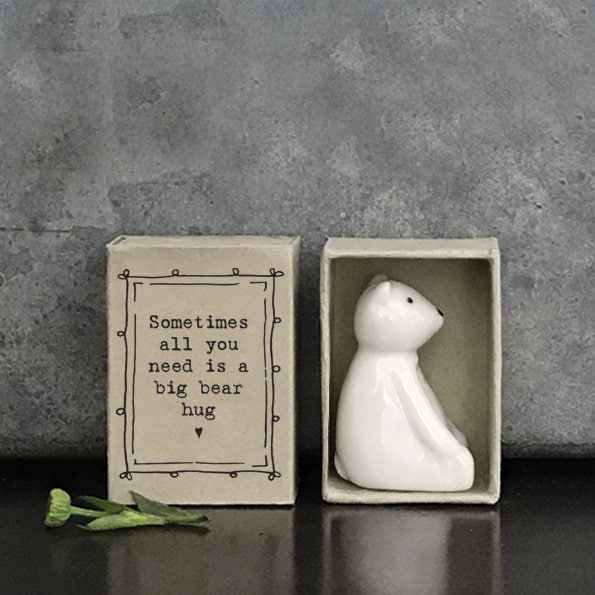 Porcelain Bear Matchbox Gift - Birthday Present - Gift For Friend - Friendship Gifts  - All You Need Is A Big Bear Hug - East Of India