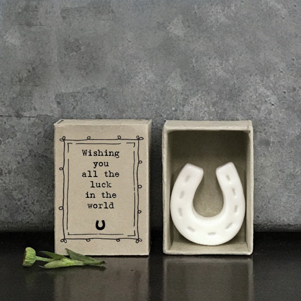 Porcelain Horseshoe Gift Matchbox - Lucky Horseshoe - Birthday Present - Gift For Friend - Friendship Gifts - Wishing You Luck-East Of India