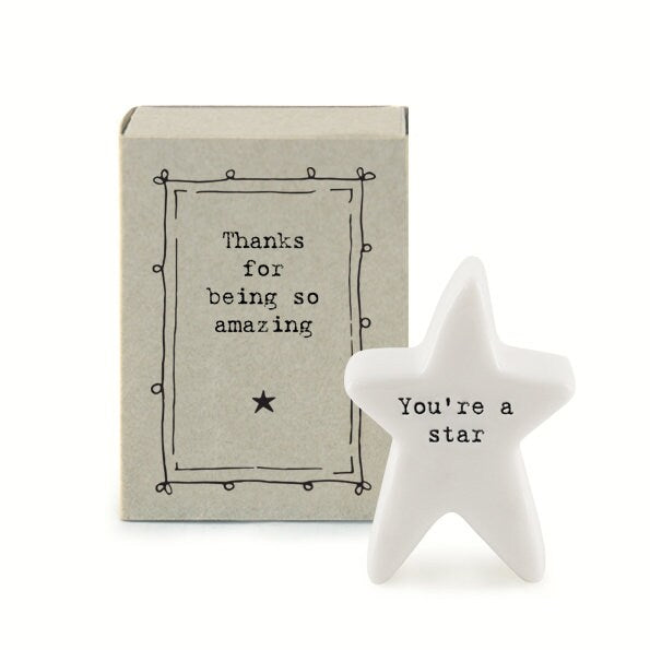 Porcelain Star Matchbox Gift - You're A Star - Birthday Present - Gift For Friend - Friendship Gifts - Being Amazing - East Of India