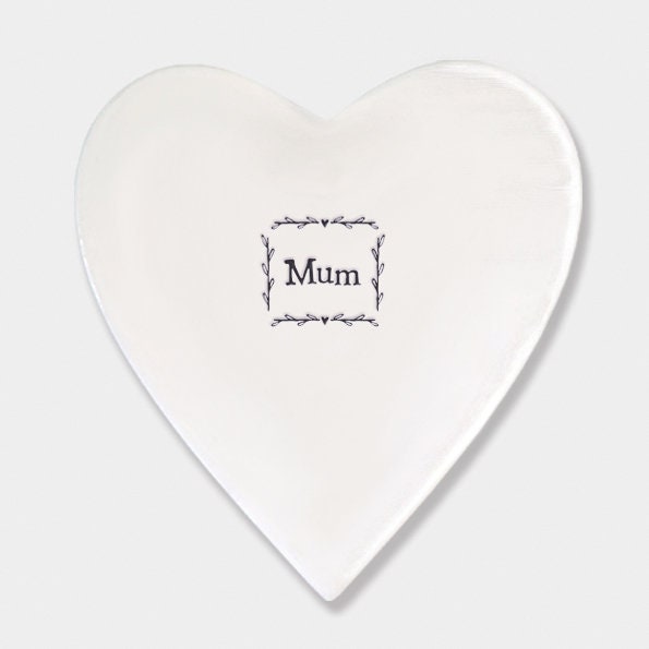 Porcelain Heart Coaster - Mum - Birthday Present - Gift For Mother's Day - Mothering Sunday Gift - East Of India