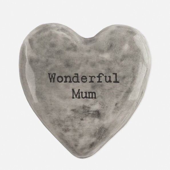 Wonderful Mum Heart Pebble - Keepsake Token - Valentine's - Birthday Present - Gift For Friend-Friendship Gifts-Lockdown Gift-East Of India
