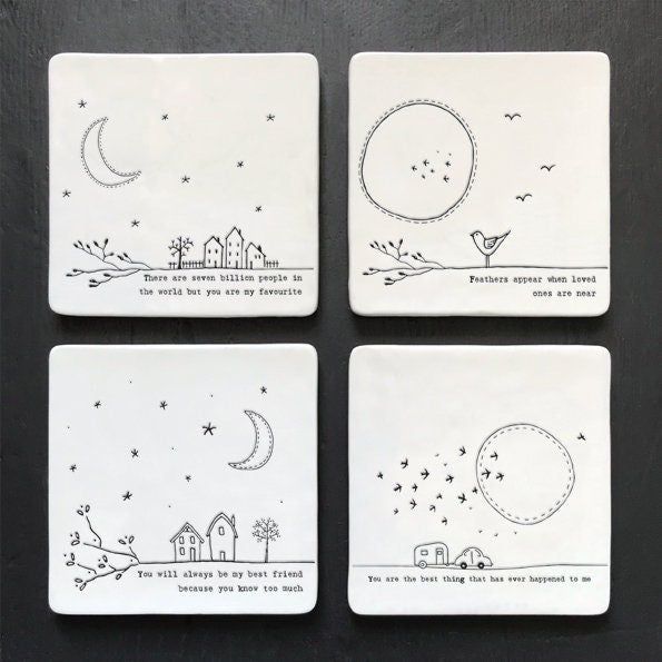 Porcelain Coaster-White Square Drinks Mat-You Are The Best Thing That Has Ever Happened To Me Valentine's Gift-Gift For Friend-East Of India