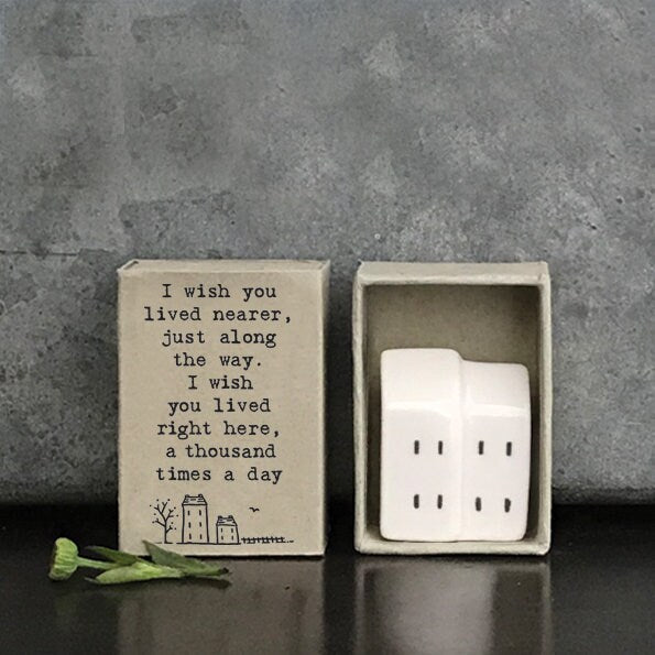 Porcelain House Matchbox Gift - I Wish You Lived Nearer - Birthday Present - Gift For Friend - Friendship Gifts - East Of India