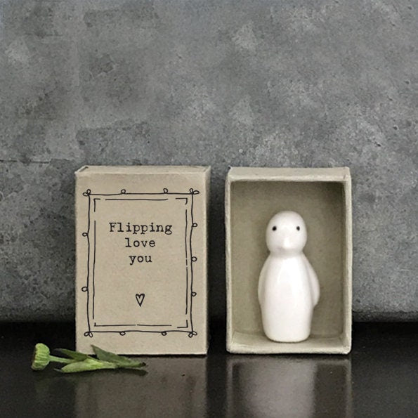 Porcelain Penguin Matchbox Gift - Birthday Present - Gift For Friend - Friendship Gifts  - Flipping Love You - East Of India