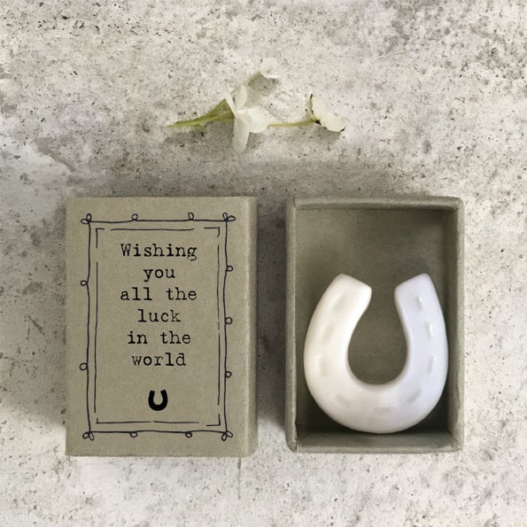 Porcelain Horseshoe Gift Matchbox - Lucky Horseshoe - Birthday Present - Gift For Friend - Friendship Gifts - Wishing You Luck-East Of India