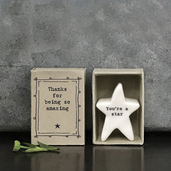 Porcelain Star Matchbox Gift - You're A Star - Birthday Present - Gift For Friend - Friendship Gifts - Being Amazing - East Of India