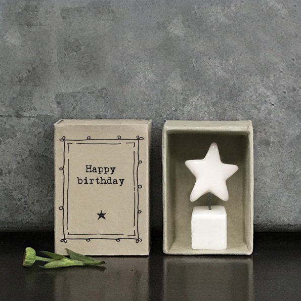 Porcelain Star Matchbox Gift - Happy Birthday - Birthday Present - Gift For Friend - Friendship Gifts - Keepsake Token - East Of India