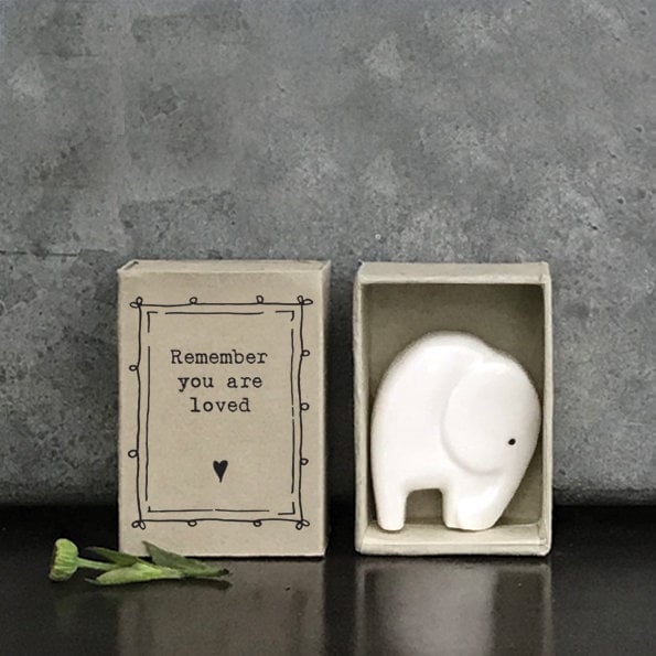 Porcelain Elephant Matchbox Gift - Remember You Are Loved - Gift For Friend - Friendship Gifts - Lockdown Present - East Of India