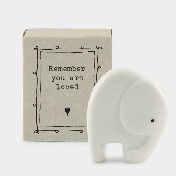 Porcelain Elephant Matchbox Gift - Remember You Are Loved - Gift For Friend - Friendship Gifts - Lockdown Present - East Of India