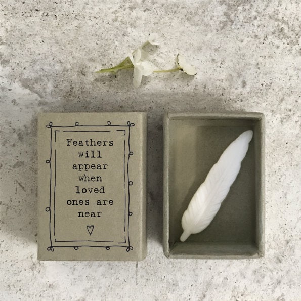 Porcelain Feather Matchbox Gift - Birthday Present - Gift For Friend - Friendship Gifts - Lockdown Gift - Missing You - East Of India