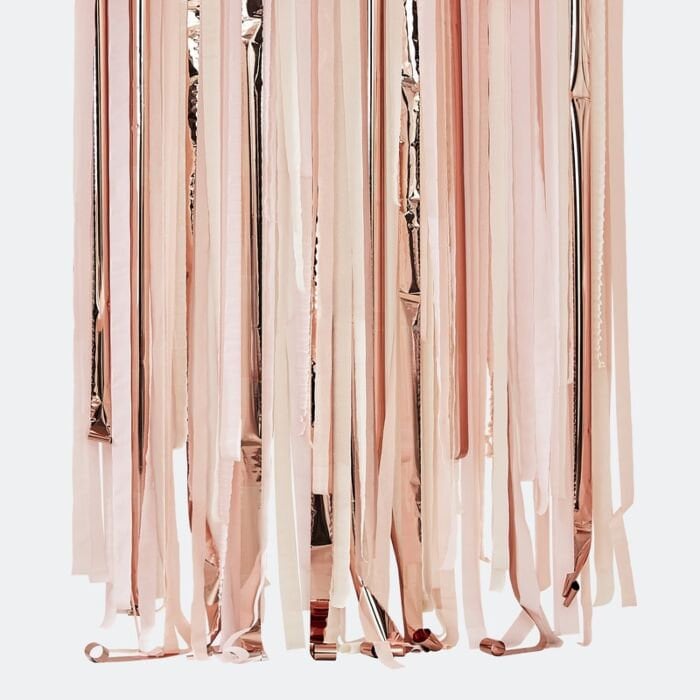 Pink And Rose Gold Party Streamers Backdrop - Birthday Decorations - Photo Backdrop - Rose Gold Party
