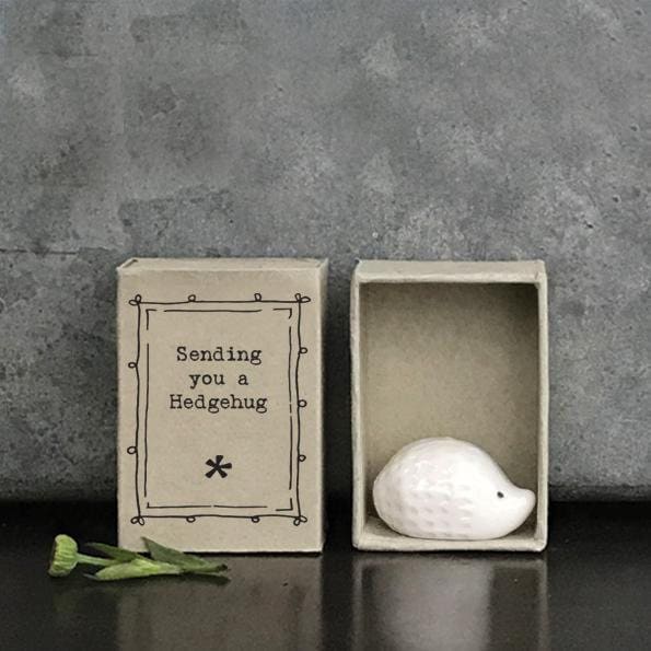 Porcelain Hedgehog Matchbox Gift - Sending You A Hedgehug - Birthday Present - Gift For Friend - Friendship Gifts - East Of India