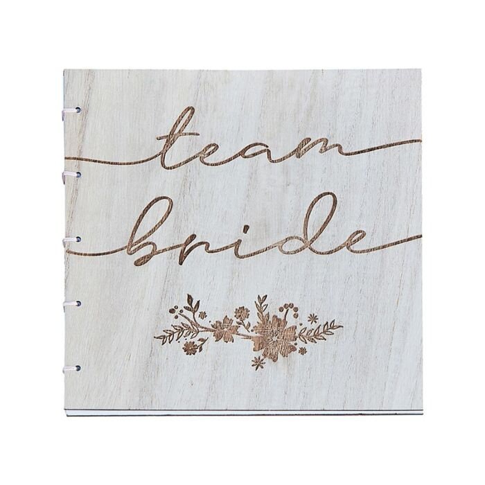 Wooden Team Bride Guest Book - Bride To Be Advice Messages - Hen Party Photo Album - Rustic Guest Book - Bridal Shower Guest Book